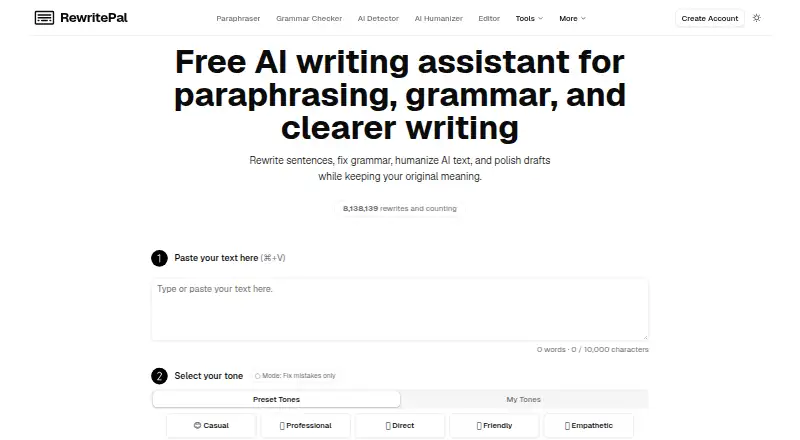 The RewritePal homepage