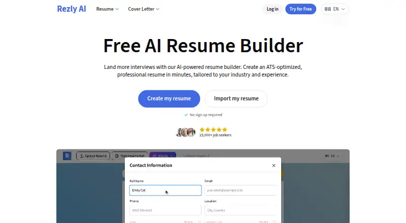 The Rezly homepage