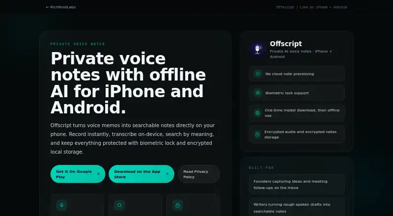 The Offscript homepage