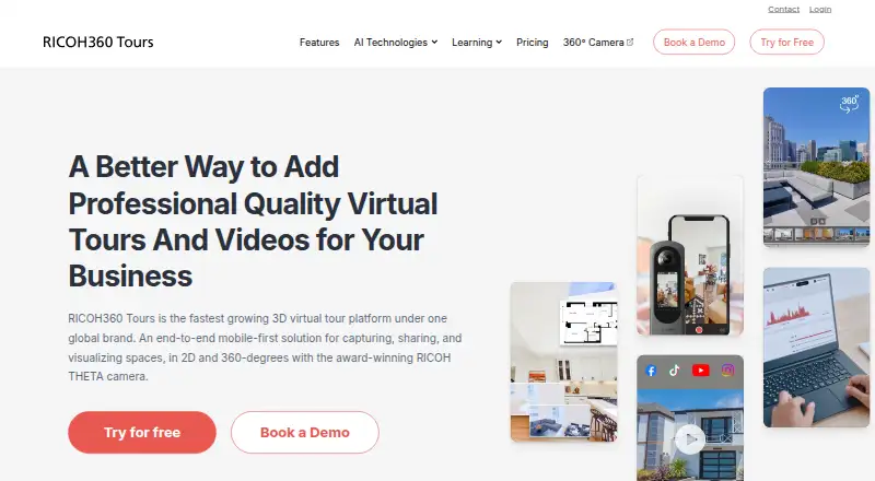 The RICOH360 Tours homepage