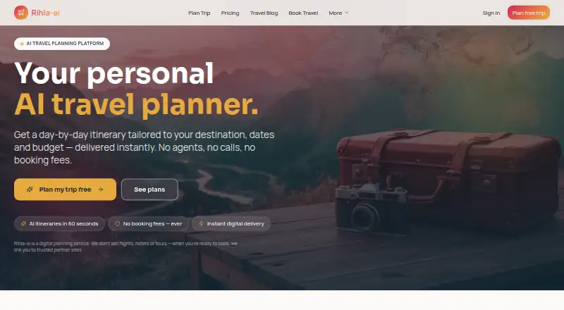 The Rihla.ai homepage
