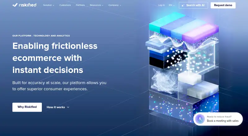 The Riskified homepage