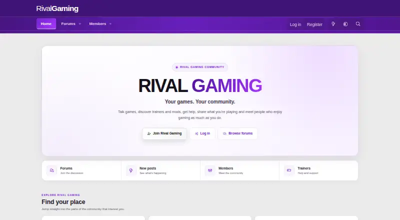 The RG Trainer homepage