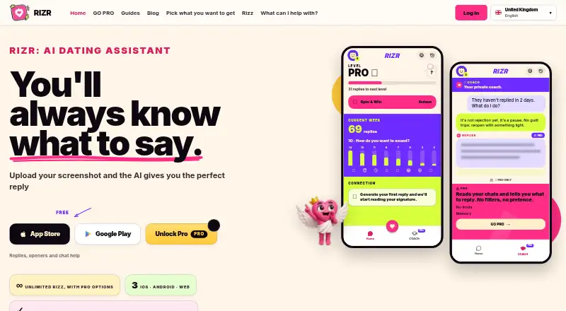 The Rizr homepage