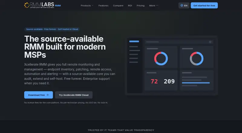 The Xcellerate RMM homepage