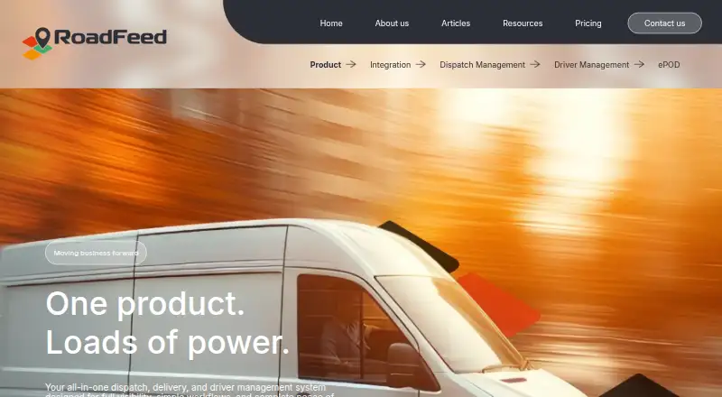 The RoadFeed homepage