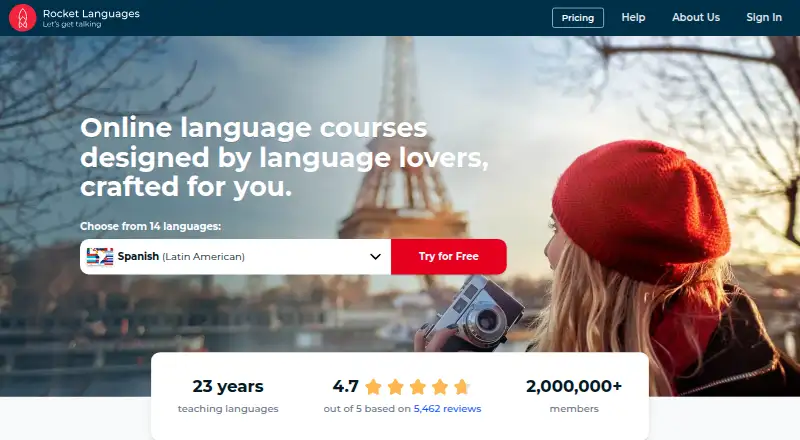 The Rocket Languages homepage