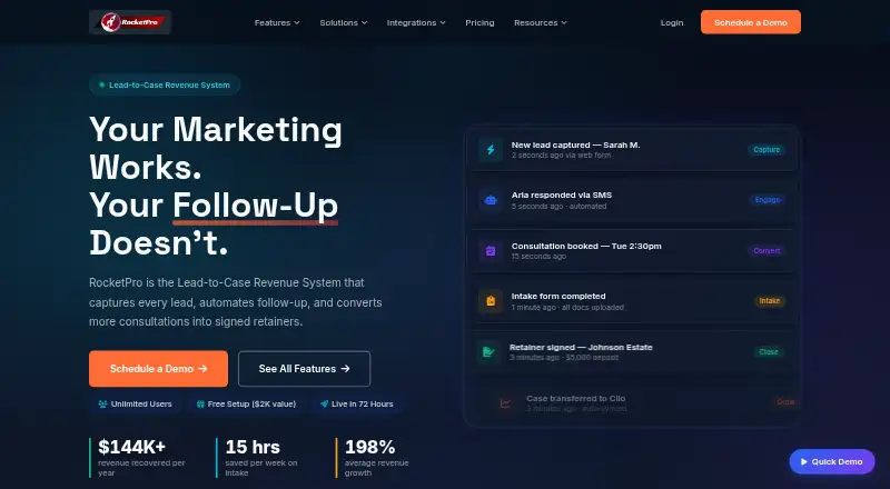 The RocketPro Engage homepage