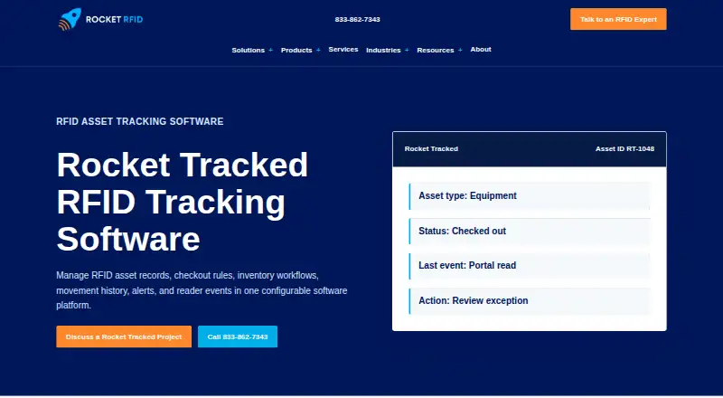 The Rocket Tracked homepage