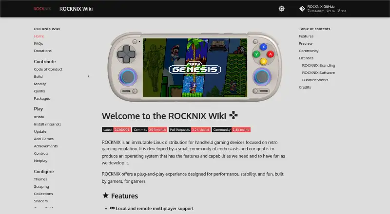 The ROCKNIX homepage
