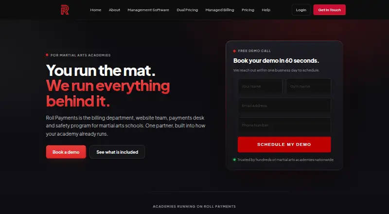 The Roll Payments homepage