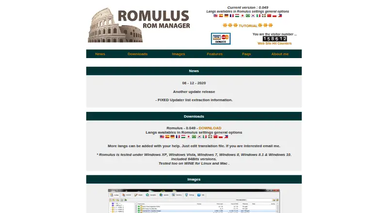 The Romulus ROM Manager homepage
