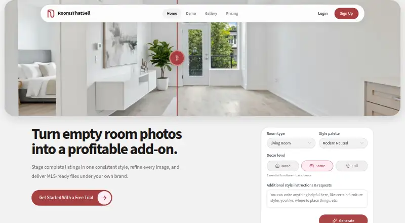 The RoomsThatSell homepage
