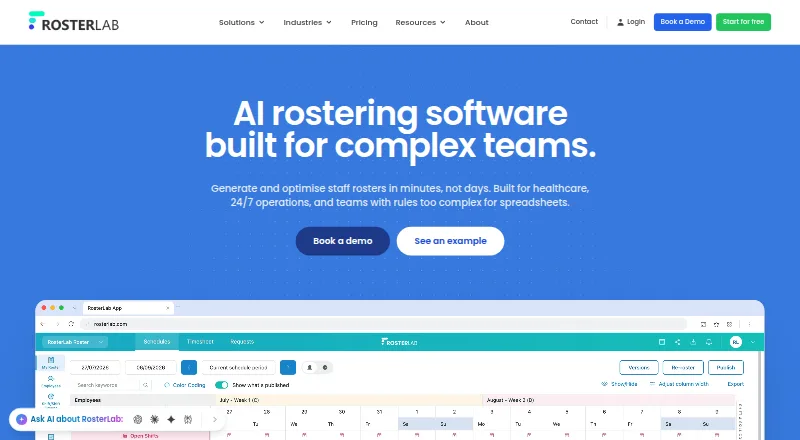 The RosterLab homepage