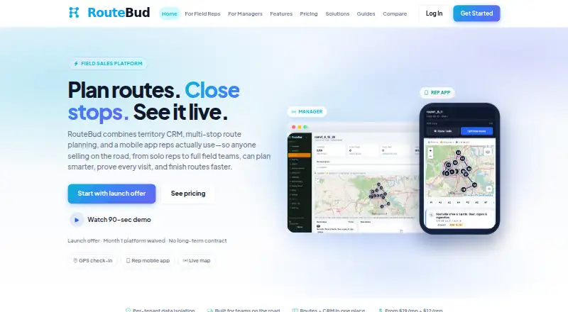 The RouteBud homepage