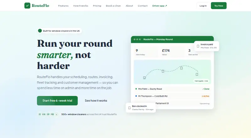 The RouteFlo homepage