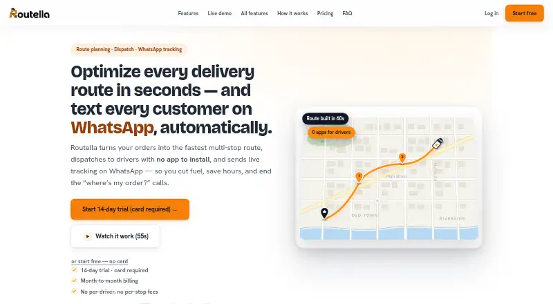 The Routella homepage