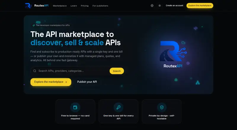 The RoutexAPI homepage
