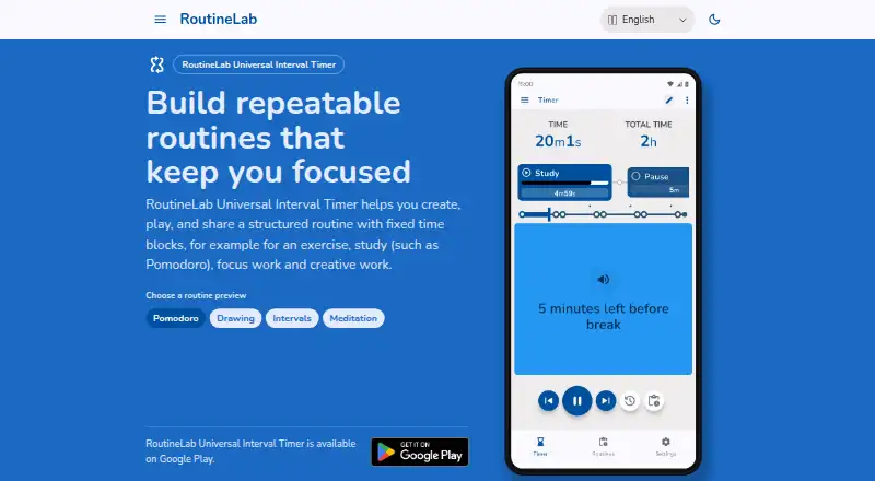 The RoutineLab Universal Interval Timer homepage