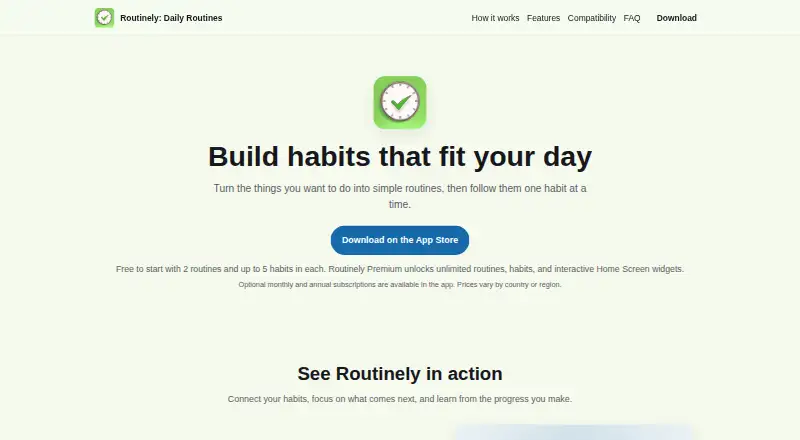 The Routinely homepage