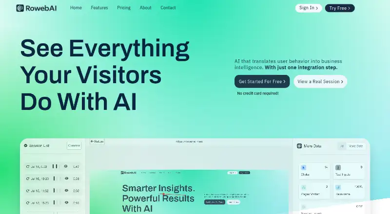 The RowebAI homepage