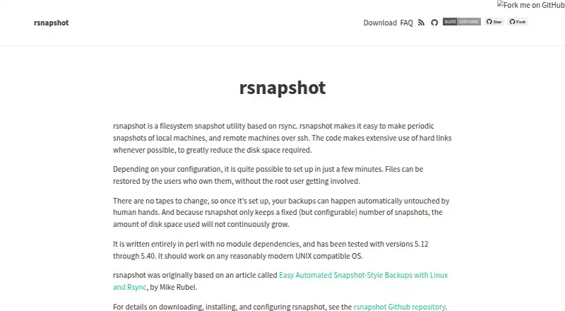 The rsnapshot homepage