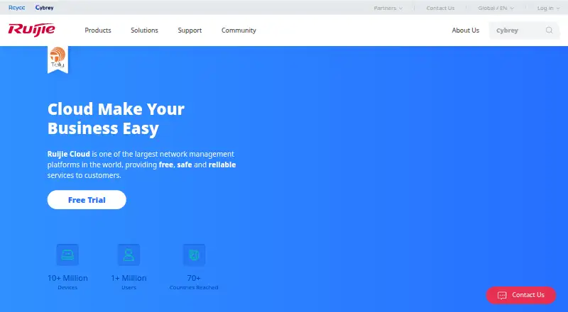 The Ruijie Cloud homepage