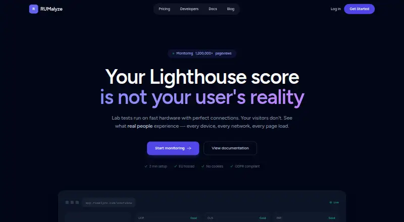 The RUMalyze homepage
