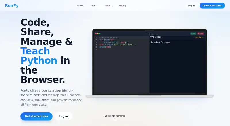 The RunPy homepage