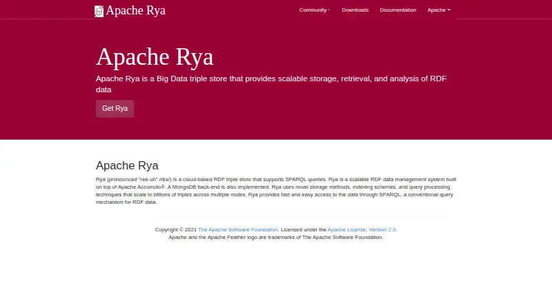 The Apache Rya homepage