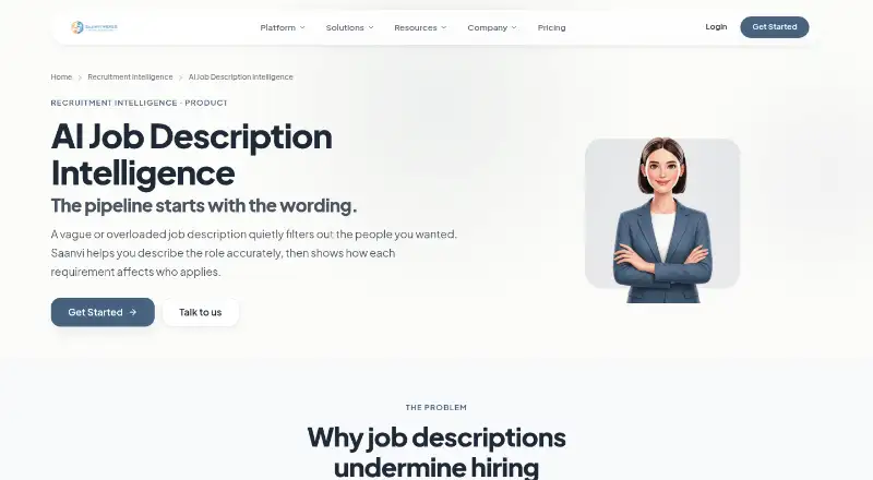 The Saanvi AI Job Description Intelligence homepage