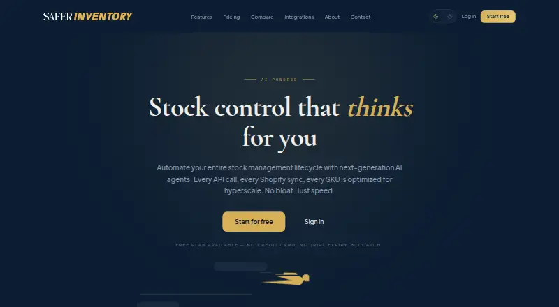 The Safer Inventory homepage