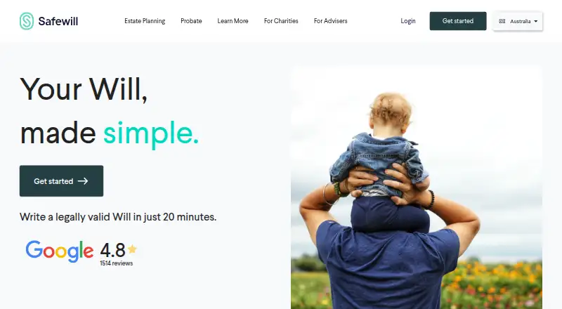 The Safewill homepage
