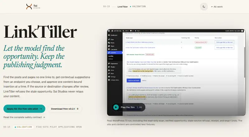 The LinkTiller homepage