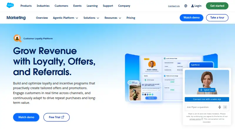 The Salesforce Loyalty Management homepage