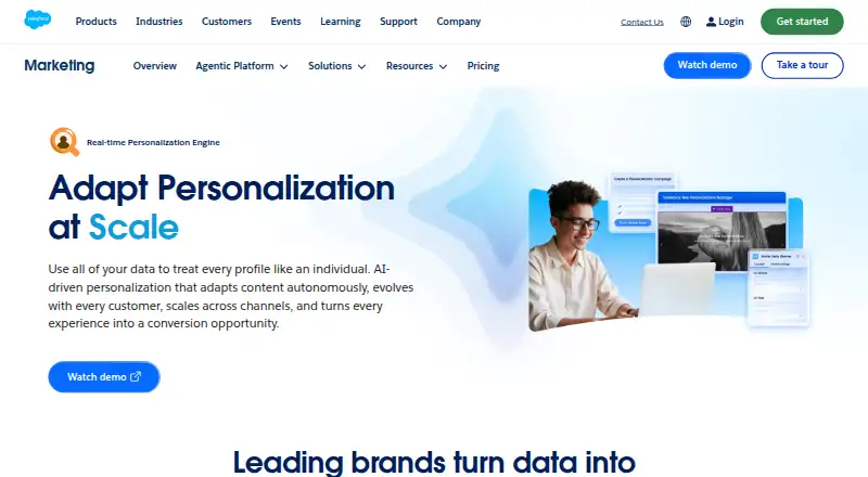 The Salesforce Personalization homepage