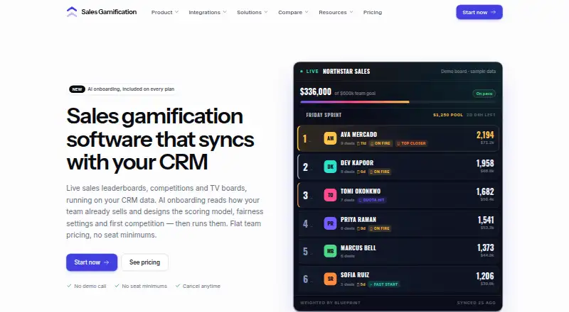 The Sales Gamification homepage