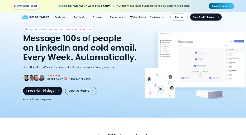 The SalesRobot homepage