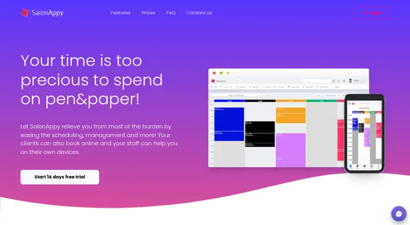 The SalonAppy homepage