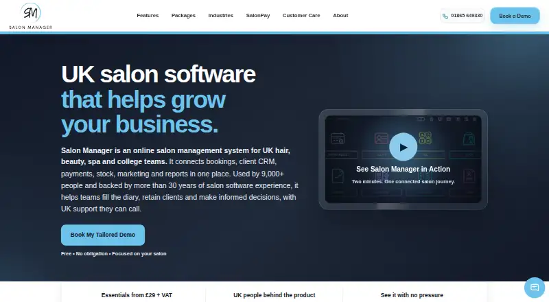 The Salon Manager homepage