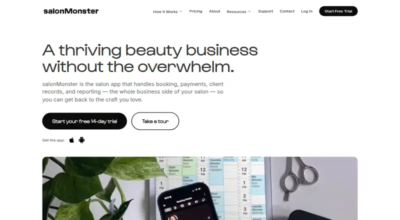 The salonMonster homepage