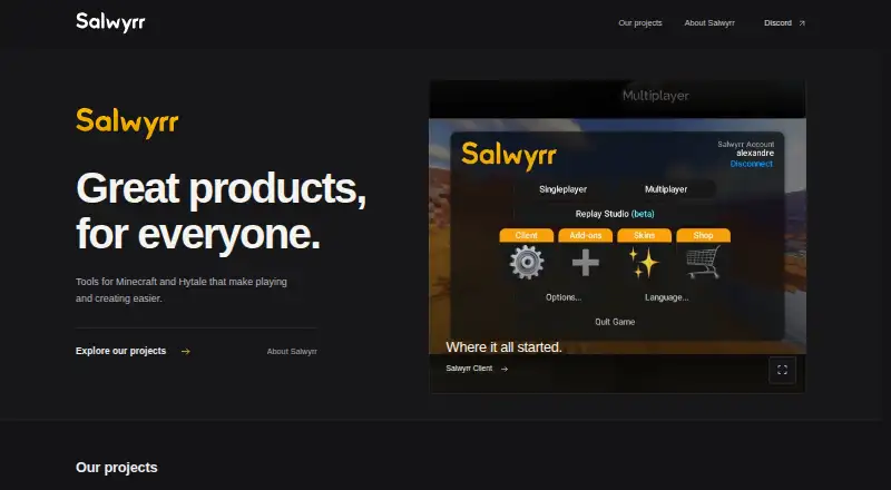 The Salwyrr Launcher homepage