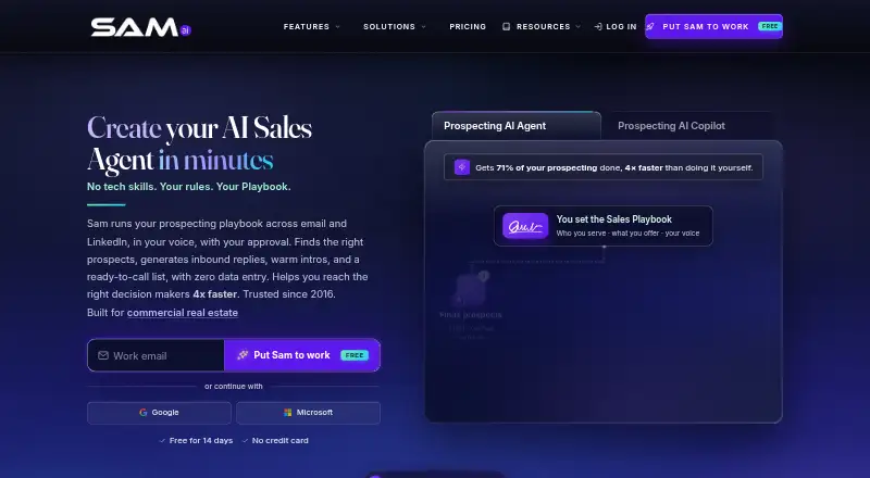 The Sam.ai homepage