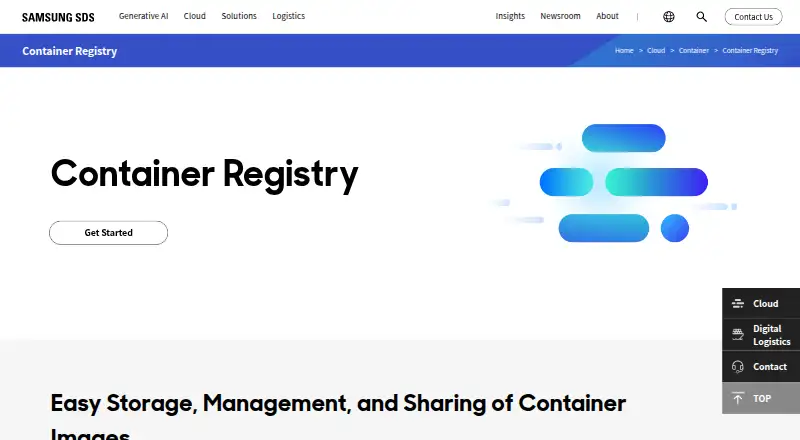 The Samsung Cloud Platform Container Registry homepage