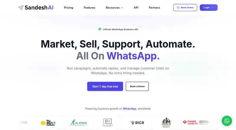 The SandeshAI homepage