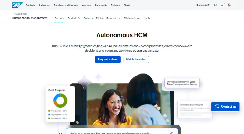 The SAP SuccessFactors HCM homepage