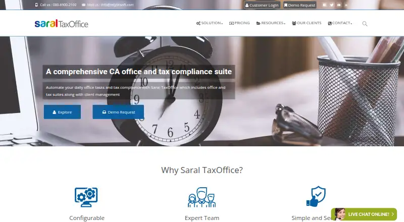 The Saral TaxOffice homepage