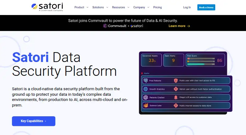 The Satori Data Security Platform homepage