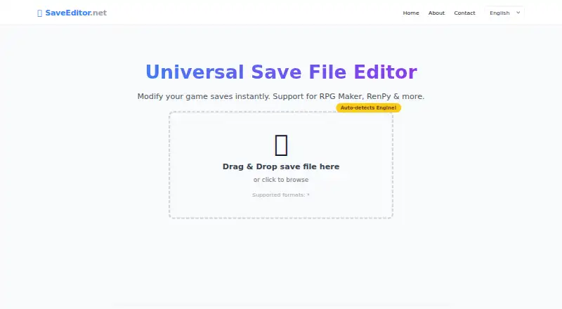 The SaveEditor.net homepage