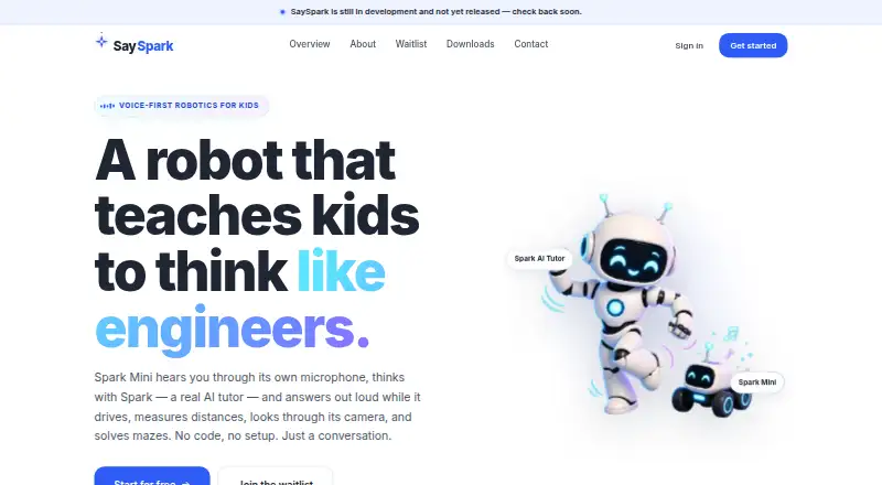 The SaySpark homepage